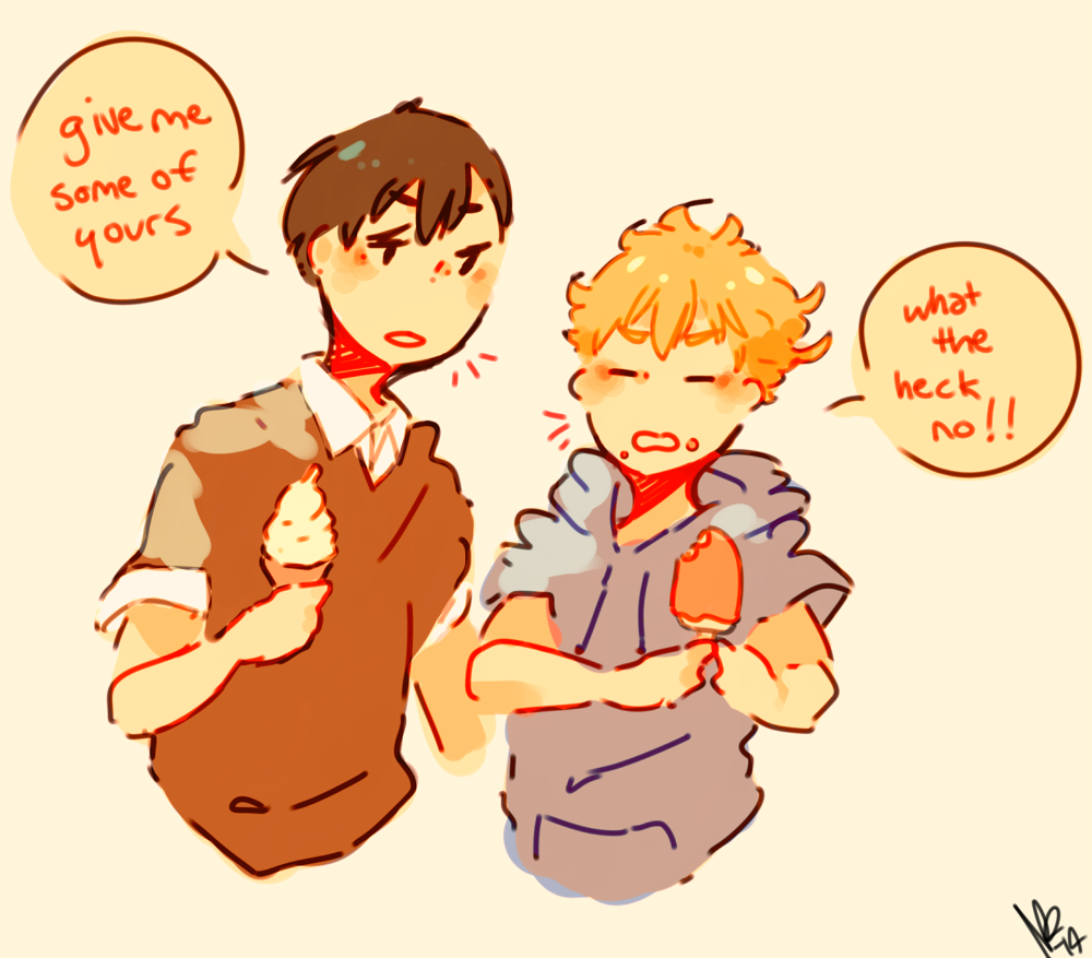 gigaprince:  did an artrade with theartofpearllow !! kagehina ice cream here u
