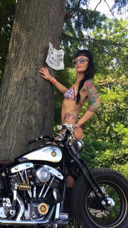 Hot Girl and Beatiful Classic Custom Bike!