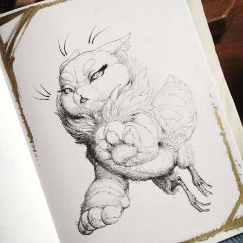 Number 3: Samira #sketchbook #inktober2016 #creature #originalcharacter #catcreature #goldpen #inkpe