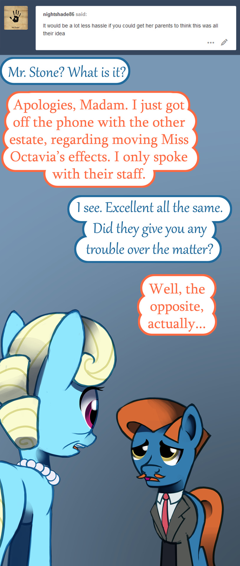 ask-canterlot-musicians:Oh, well that’s good, right? Meep o-o