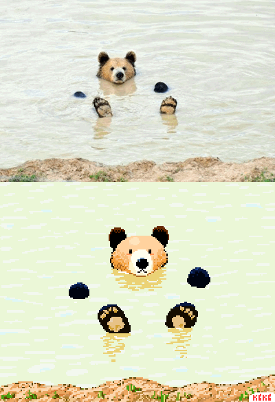Bear vibing in a river ⊂(￣(ｴ)￣)⊃