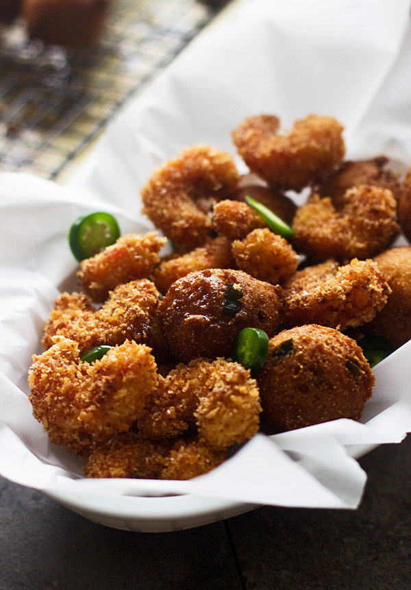 do-not-touch-my-food:  Cajun Popcorn Shrimp and Hushpuppies with Jalapeño Honey