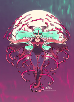 illustruction:  i’m back. here’s a morrigan from last year I am terrible at fighting games http://patreon.com/neeil 