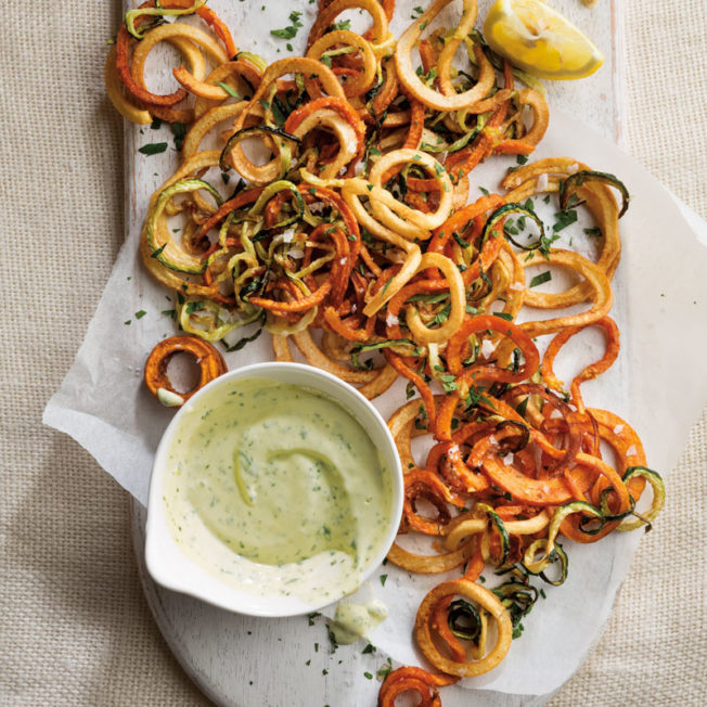guardians-of-the-food:  Spiralized Sweet Potato &amp; Zucchini Fries