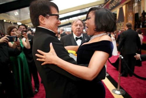 foreverlovingempire:Taraji P. Henson and Jackie Chan on the red carpet at the 2017 Oscar Awards