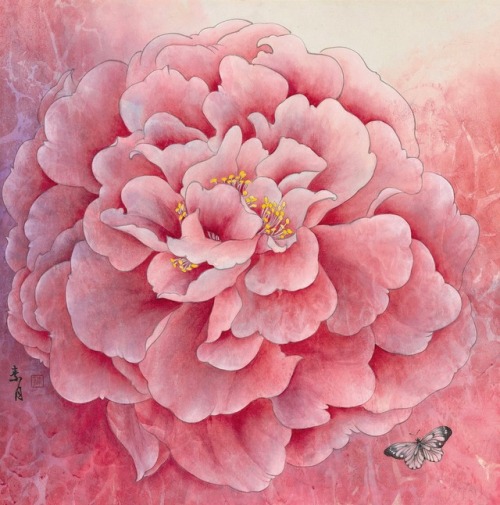 Su-yue Li, Seasons Quadrangle - bloom, Ink, watercolor, rice paper