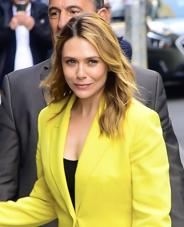 Elizabeth Olsen in NYC doing promo for Love & Death! 💛