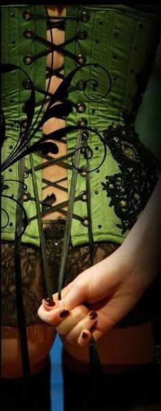blueeyedkitten70:  Corset Love 💚🖤