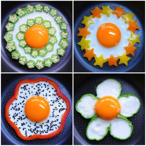 nenrinya:Cute ways to decorate your fried eggs (by akai-salad)