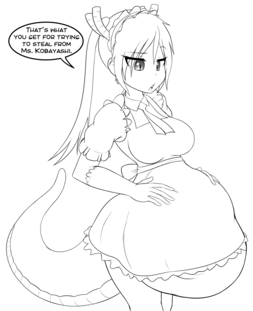 For this month’s pic, my Anonymous ษ patron requested a pic of Tohru  from Miss Kobayashi’s Dragon Maid feeling some struggles from inside her  stomach.