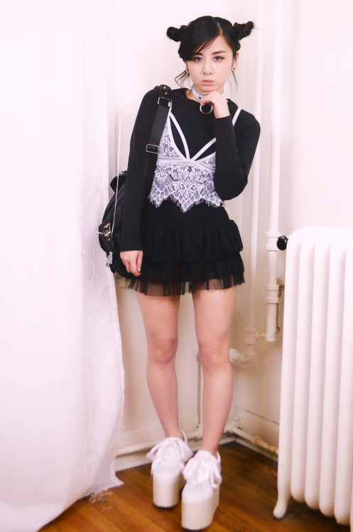 top: Chic MeQozmo Glitter White Platforms: YRUAngel of Mine Backpack: Dolls Killwhite o ring collar: