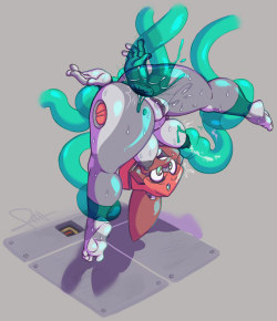 datpizzacat:  Poor Proxy, she discovers all to often that slimes and tentacles are like sand, they really get everywhere and into every spot…Slowly going through and completing these Proxy sketches.