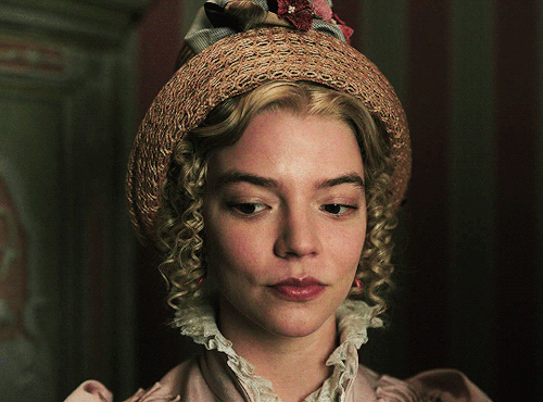 gregory-peck: Emma Woodhouse, handsome, clever, and rich, had lived nearly twenty-one years in the world with very little to distress or vex her.Anya Taylor-Joy as Emma Woodhouse in Emma (2020) dir. Autumn de Wilde