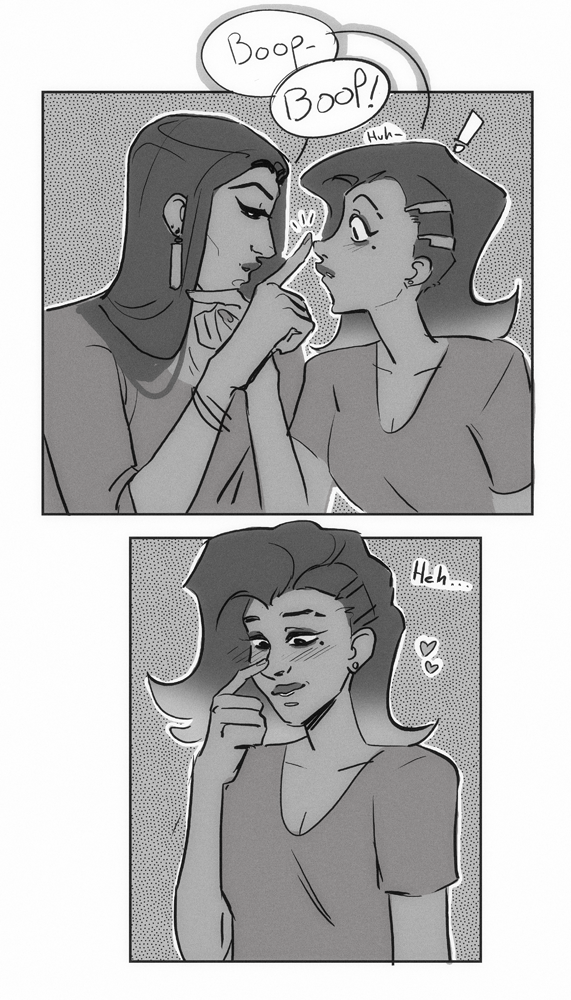 noszle: 13. Symmetra/Sombra Preemptive boop. you’d think a hacker would be less