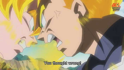 duvete:    yum!  VEGETA’S FACE.   I don’t think Goku’s very sorry.  OMG VEGETA WAOUHAGUAUh;dsuaga;uhga;uga DYING.               