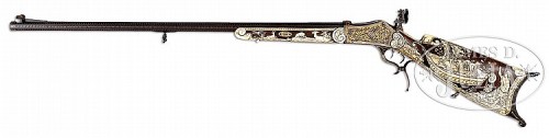 A gold and ivory inlaid custom Schuetzen single shot target rifle ordered by the Royal Privileged Ce