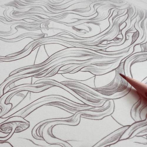 Something new in the works for @havengallery … #pencil #drawing #longhairdontcare #existentia