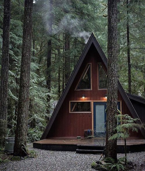 This perfect little A-Frame!Via @cabinandhome #forgeyourownpath