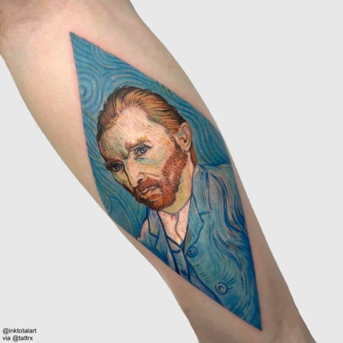 tattrx: Savas Dogan @inktotalart - Istanbul Turkey ADAPTATION : Van Gogh self portrait, 1889. inktot