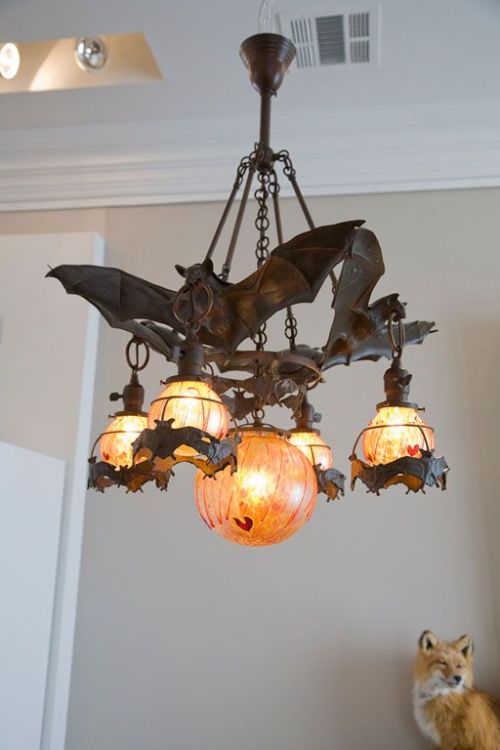 Bronze bat chandelier