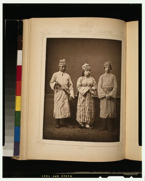 Studio portraits of models wearing traditional clothing from the Vilayet of Adana (now the Eyalet of