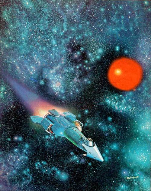 70sscifiart:  Rick Sternbach   Space above and beyond.