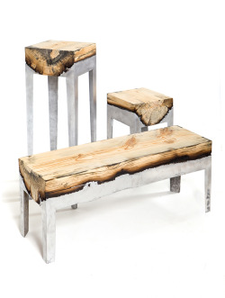 Homelimag:  Wood Casting Furniture By Hilla Sharmia Molten Aluminium And Charred
