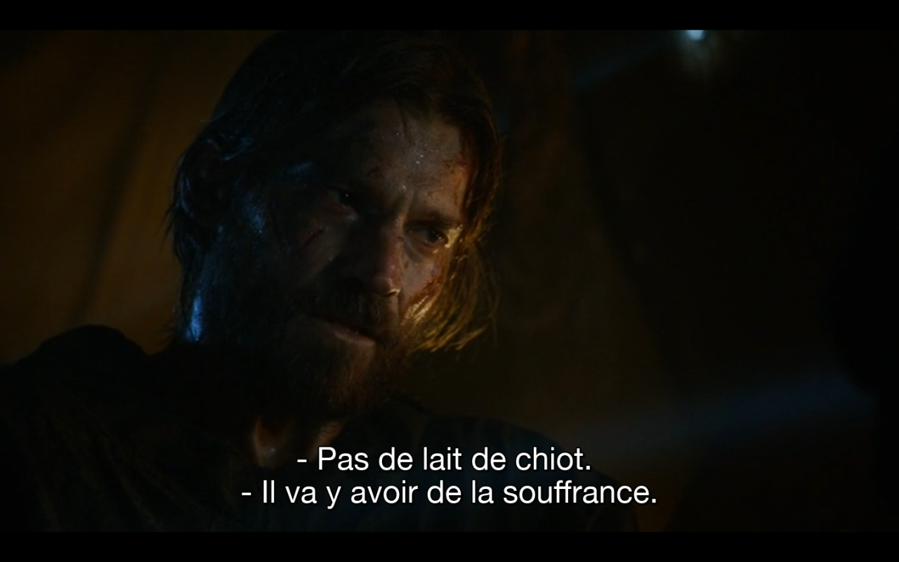 [“You will need milk of the poppy.”]
-No milk of the puppy poppy.”
- There will be pain…”
…
[Game of Thrones S03E05]
probablement déjà posté mais impossible de résister… :)