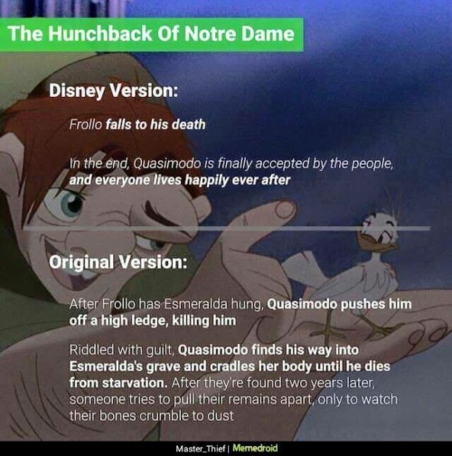 ineedtochangemyfuckingurl: gabnab:  lexistentialism:  aes-of-spades:  Disney vs. Original  The last one is the most important.  ^^   I’m glad someone is spreading original stories vs the disney mockups but i dont like this post very much because some