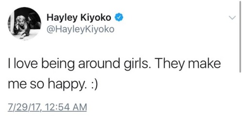 thefingerfuckingfemalefury: filmeditors: hdkdjdjskdhhd she really is spiraling about loving girls in the middle of the night…. dare i say this is a HUMONGOUS mood This is literally all of us okay I love Hayley Kiyoko and I love how cute and precious