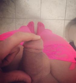 tattooed-kittenx:  I can’t get enough of my sissy and her pathetic cock in pink.  It’s adorable and laughable. What kind of man craves to be feminized?  A cum eating faggot that’s who!