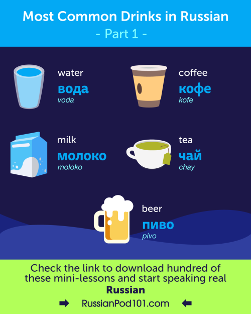 Most Common DRINKS in #Russian! What’s your favorite? P.S. Learn Russian with the best FREE on