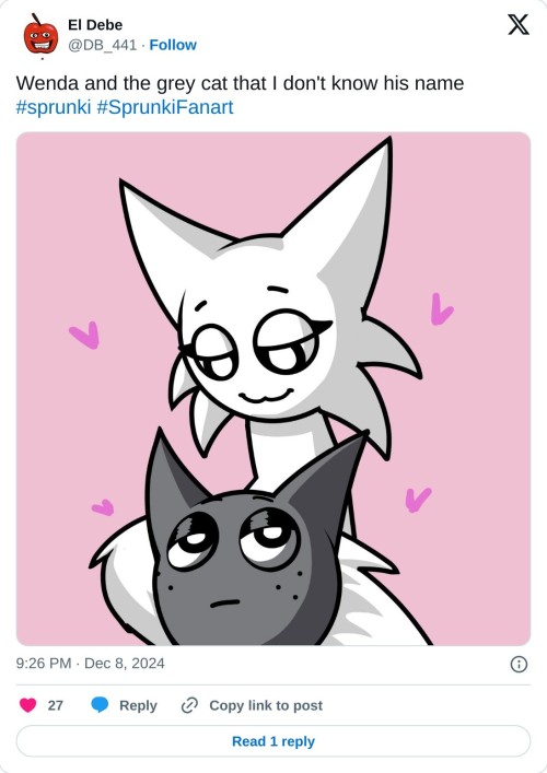 Wenda and the grey cat that I don't know his name#sprunki #SprunkiFanart pic.twitter.com/2jST0h0lnN

— El Debe (@DB_441) December 8, 2024
