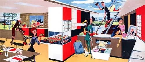 Visions of the future… Lovely 1950s ads by illustrator Fred McNabb.