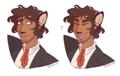 emberhollow:only respect and root beer for MY werewolf president [image: two drawings of Errol from 