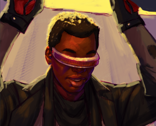 liquidxsin: Chapter 23: A Sketcy depiction of Data and Geordi in a room together in a starship. Geor