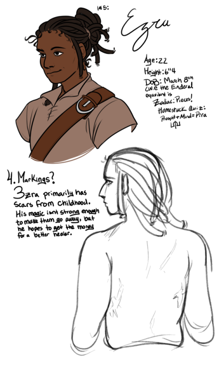 I did the enderal ask!! Ezra’s my child and i’d die for him. Some more answers: 11. Name