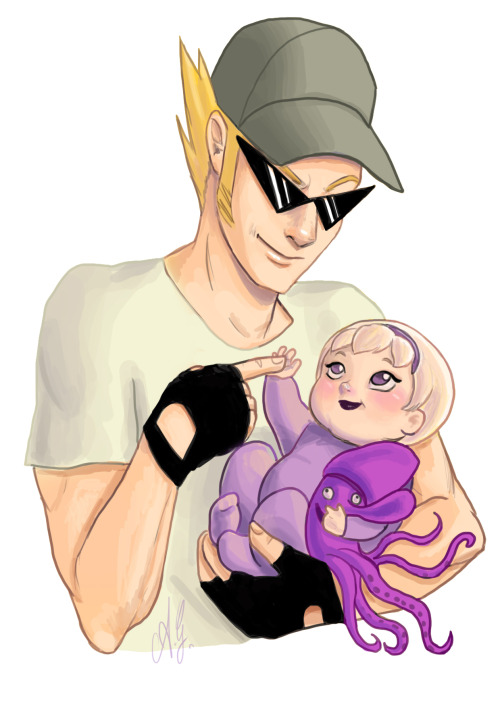 Lil “sis”Bro Strider with baby Rose Lalonde.By sis I mean daughter, of course..( Mom wit