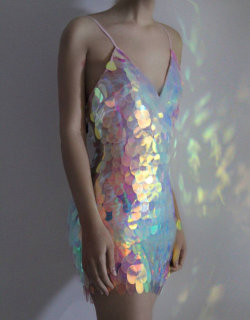coquettefashion:Holographic Sequin Dress