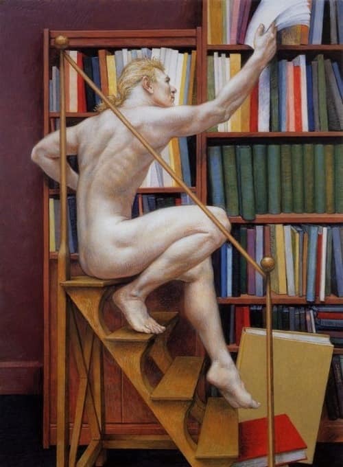 maximien:Young Man on a Library Ladderby American painter Paul Cadmus, 1940