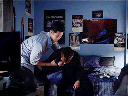 Zach teaching Alex how to dance.
