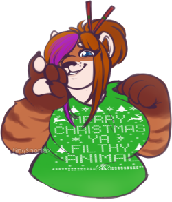 nakpunchcow:  tiny-snorlax: Commission for @nakpunchcow! Lin found her new favorite shirt for the holidays! Thank you so much, I absolutely love it to pieces! 