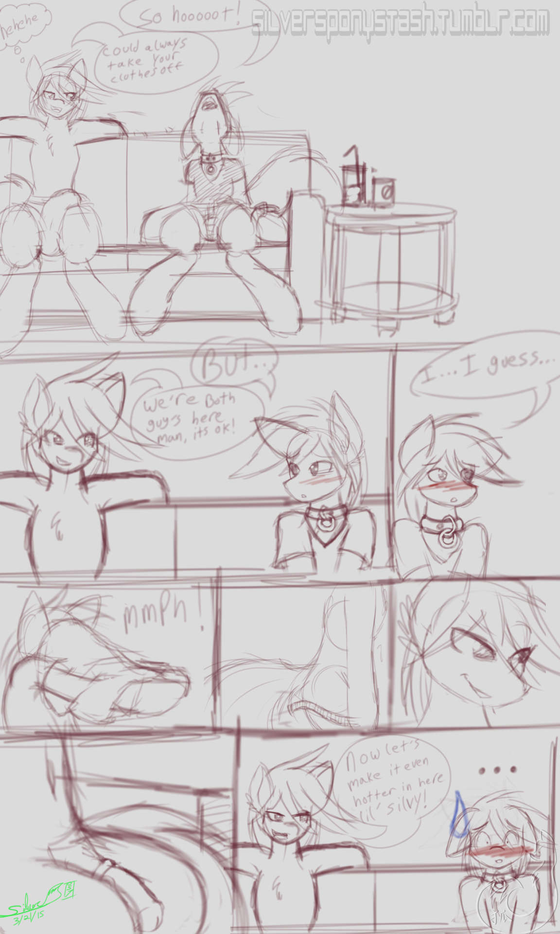 silversponystash:little doodle comic for a warm upstallion silvy and his roommate