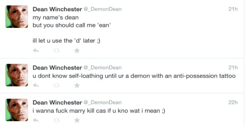 @_DemonDean&rsquo;s TWITTER ADVENTURES 3 [1, 2]HEY IF YOU GUYS EVER DO FANART/FIC FOR THIS, SEND THE
