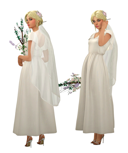TS4 Cottagecore Wedding Dresses Lookbook Skin 1, 2 / Hair / Eyebrows / Eyes / Nosemask DressFreya Dr