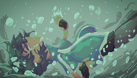 crashday:since he was already on the beach, satoshi took a swim. he got a bit lost