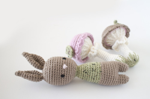 Made a bunny to match my little mushroom rattles:Crochet Bunny Rattle