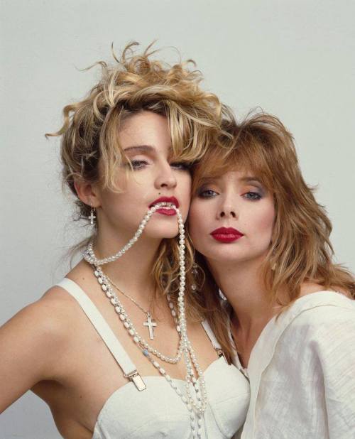 80s-madonna:  Madonna and Rosanna Arquette photographed by Herb Ritts, 1984