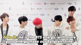 jung-koook:   when the members need to say a message to each other/one another  