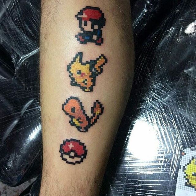 If were posting Pokémon tattoos heres my 8bit Pikachu one  rpokemon
